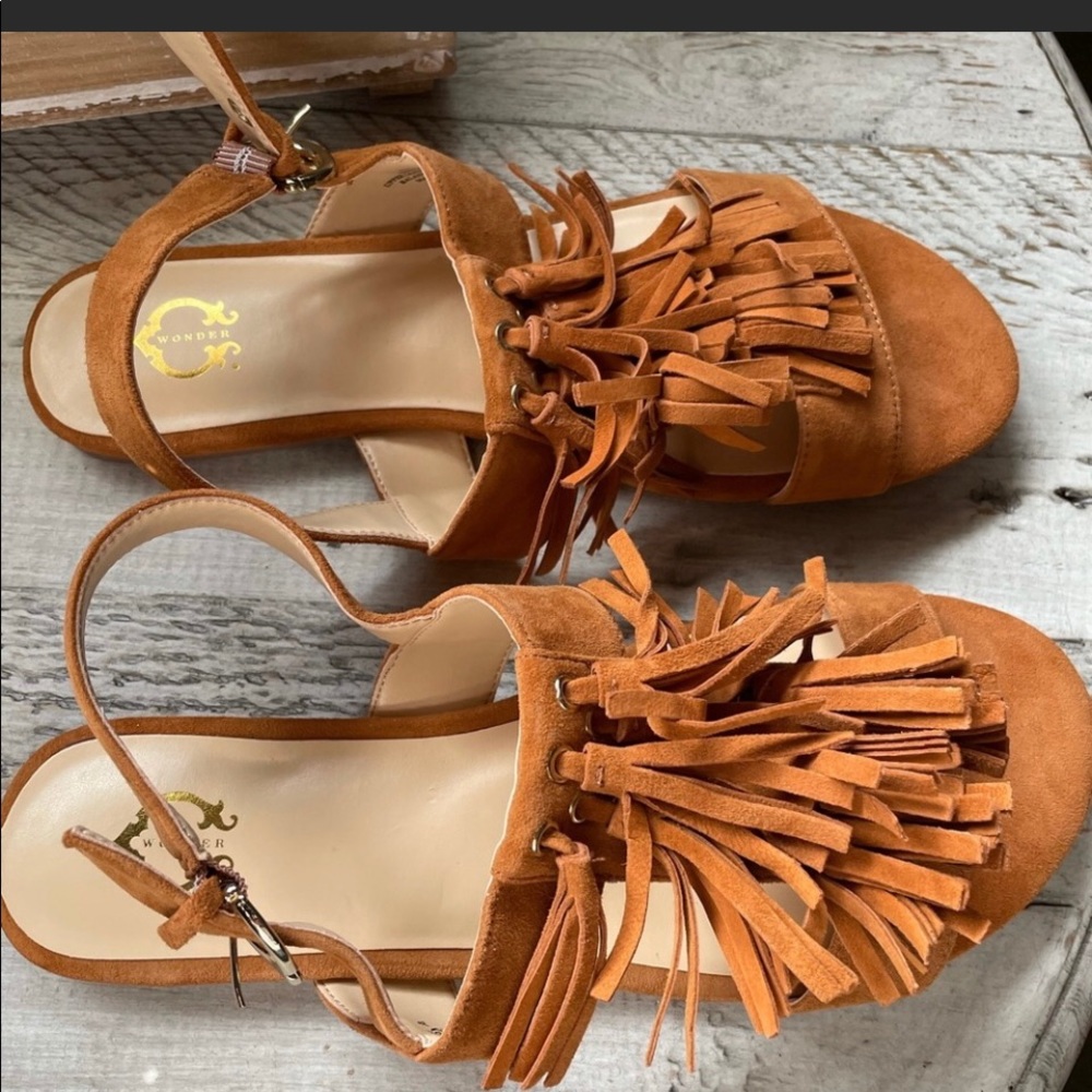 Never worn Suede Chestnut Sandals, size 9